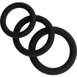 Kinksters Σετ Ελαστικά Δαχτυλίδια Πέους Σιλικόνης Μαύρα 3τμχ