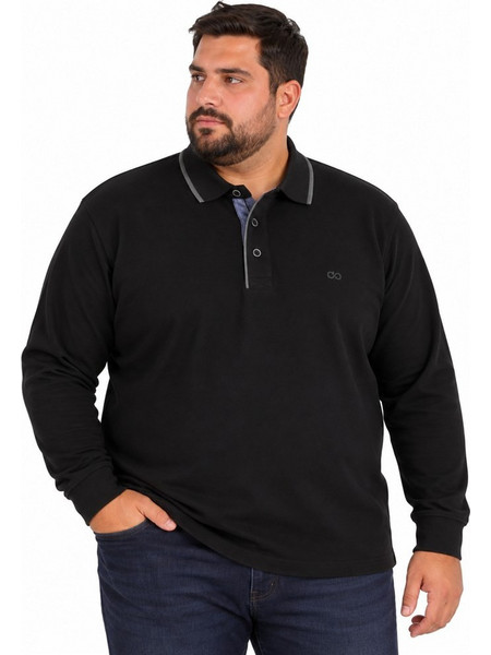 Double Ανδρική Μπλούζα Polo Μακρυμάνικη Μαύρη PS-3098A