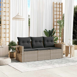 vidaXL Τριθέσιος Καναπές Εξωτερικού Χώρου Rattan Εκρού Ανθρακί 55x62x69cm 3τμχ 3219861