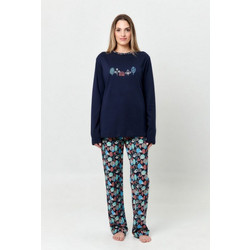 Apple Boxer Cozy Fall Σετ Γυναικείες Πιτζάμες Χειμωνιάτικες Βαμβακερές Navy Μπλε 0520417-226