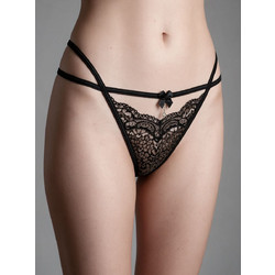 Milena By Paris Γυναικείο Sexy String με Δαντέλα Μαύρο 6979