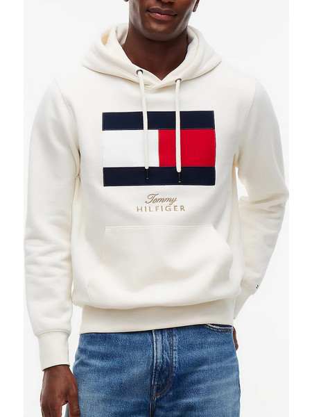 Tommy Hilfiger Ανδρικό Φούτερ με Κουκούλα & Τσέπες Λευκό MW0MW45189-Z00