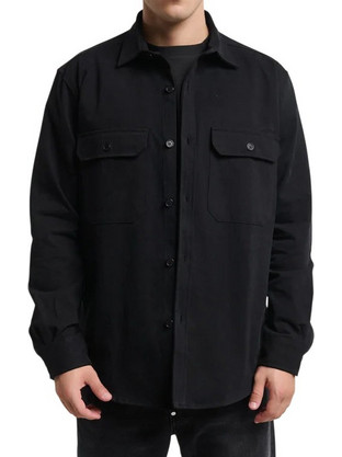 Royal Denim Ανδρικό Πουκάμισο Μακρυμάνικο Overshirt Μαύρο SKIVE5159