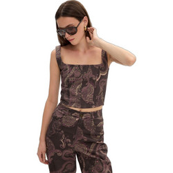 Ciel Concept Γυναικείο Χειμερινό Crop Κορσές Σοκολατί GRPREFALL46