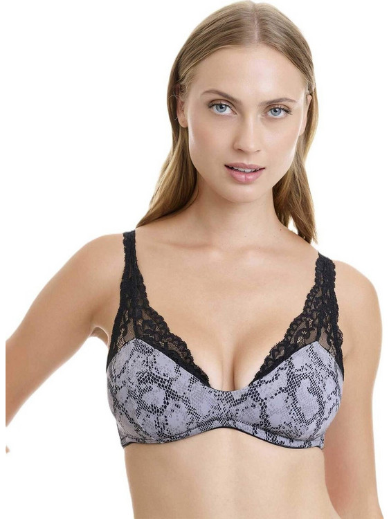 Walk Bralette με Ελαφριά Ενίσχυση με Μπανέλα Μαύρο Γκρι W2243