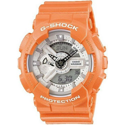 Casio G-Shock Ανδρικό Ρολόι Χρονογράφος με Πορτοκαλί Καουτσούκ Λουράκι GA-110SG-4AER