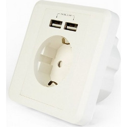 ΠΡΙΖΑ ΤΟΙΧΟΥ ΧΩΝΕΥΤΗ ΜΕ 2 ΘΥΡΕΣ USB ΦΟΡΤΙΣΗΣ 5v 2.4A ΑΣΠΡΗ ENERGENIE EG-ACU2A2-01 13990