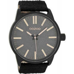 Oozoo Timepieces Ανδρικό Ρολόι με Μαύρο Δερμάτινο Λουράκι C7468