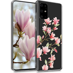 KW Soft Flexible Magnolias Back Cover Light Pink / White / Transparent (Galaxy S20+)