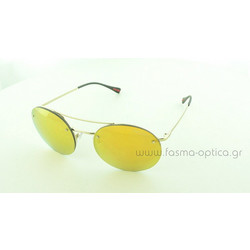 Prada Sport 54RS ZVN5M2 Αθλητικά Ανδρικά Γυαλιά Ηλίου Στρογγυλά Μεταλλικά Ασημί με Κίτρινο Polarized Φακό