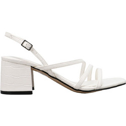 Nine West MAEVE3 Γυναικεία Πέδιλα Δερμάτινα Λευκά με Χοντρό Χαμηλό Τακούνι