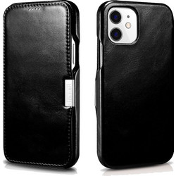 iCarer Vintage Series Side-Open Δερμάτινη Θήκη Apple iPhone 12 mini - Black (RIX1209-BK)