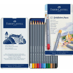 Faber-Castell Goldfaber Aqua Metal Κασετίνα Ξυλομπογιές Ακουαρέλας Σετ 12τμχ
