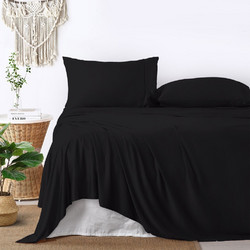 Lino Home Σεντόνι Μονό Βαμβακερό με Λάστιχο 100x200+32 Classical Black