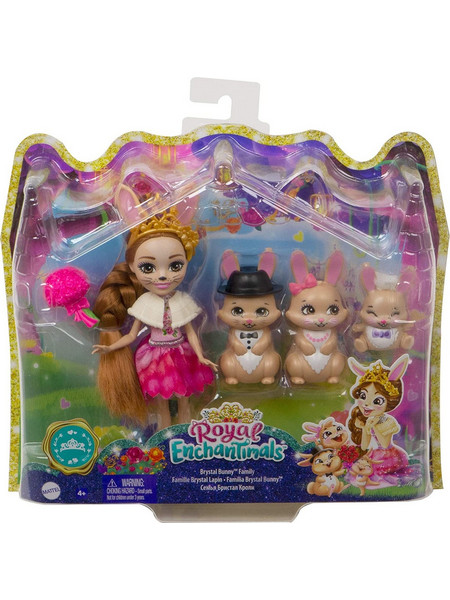 Mattel Enchantimals Royals Brystal Bunny Κούκλα & Οικογένεια Λαγουδάκια