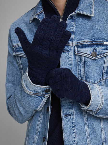 Πλεκτά γάντια Jack&Jones μπλέ χρώμα