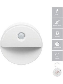 Φωτιστικό νυκτός (φωτάκι) led 0.8W θερμό φως μπαταρίας 3 x AAA με φωτοκύτταρο κίνησης και 4 τρόπους τοποθέτησης (κρεμαστό μαγνήτη βιδωτό κολλητό)