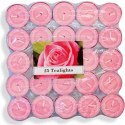 Tealight Candles Κεράκια Ρεσώ 25 τμχ 4 ωρών Καύσης Rose Τριαντάφυλλο