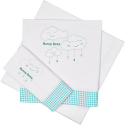 BunnyBebe Clouds Σετ Βρεφικά Σεντόνια Κούνιας Βαμβακερά 110x160 Veraman