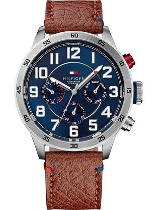 Tommy Hilfiger Trent Ανδρικό Ρολόι Χρονογράφος με Καφέ Δερμάτινο Λουράκι 1791066