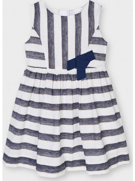 Mayoral Παιδικό Φόρεμα Λινό Λευκό Navy Μπλε 21-03919-019