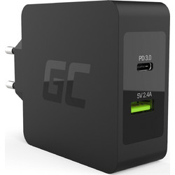 Green Cell Φορτιστής Χωρίς Καλώδιο με Θύρα USB-A & USB-C 45W Power Delivery Black