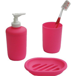 Αξεσουάρ Μπάνιου (Σετ 3τμχ) Fuchsia Viopros Πολυπροπυλένιο