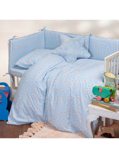 Melinen Mini Stars Βρεφικό Σεντόνι Λίκνου Βαμβακερό 85x110 Sky