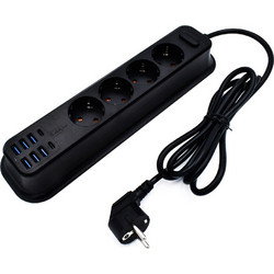Πολύμπριζο Ασφαλείας με 4 Σούκο & 8 USB Θύρες 3.4Α 17W Moxom MX-ST05 - Μαύρο