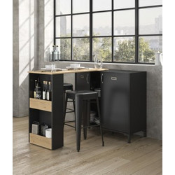Manchester τραπέζι ψηλό bar / κονσόλα 115x45x93εκ. (94x136x93εκ. ) Helvezia Oak / Black