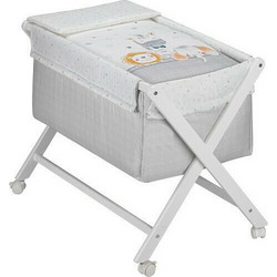 Interbaby Animales Λίκνο με Στρώμα Λευκό Γκρι 92672