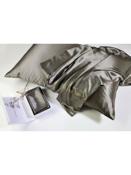 Μεταξωτή Μαξιλαροθήκη Με Φερμουάρ (50x76) Down Town Mulberry Silk Dark Grey