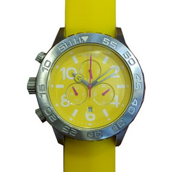 Nixon 42-20 PU Chrono Γυναικείο Ρολόι Χρονογράφος με Κίτρινο Καουτσούκ Λουράκι