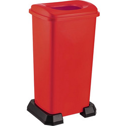 Κάδος Ανακύκλωσης 70lt με Πλαστική Βάση 43x34x71cm με Άνοιγμα 23.7x18.7cm στο Καπάκι Πλαστικός 2.64kg Κόκκινο