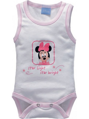 Baby Oliver des 52 Φορμάκι Εσώρουχο Αμάνικο για Κορίτσι Minnie Λευκό Ροζ