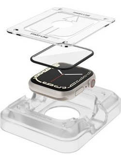 SPIGEN HYBRID FULL COVER TEMPERED GLASS - APPLE WATCH 45MM - 2PACK (BLACK)