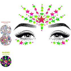Αυτοκόλλητο Προσώπου Vibe Neon Face Jewel