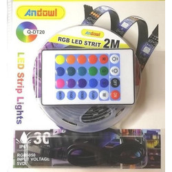 Andowl Ταινία LED Τροφοδοσίας USB (5V) RGB Μήκους 2m Σετ με Τηλεχειριστήριο και Τροφοδοτικό Τύπου SMD5050