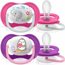 Philips Avent Ultra Air Ανατομικές Ορθοδοντικές Πιπίλες Σιλικόνης 6-18m Pink & Purple 2τμχ SCF080/12