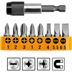 Σετ 9τεμ Μύτες με Μαγνητικό Αντάπτορα Ingco AKSD0071 AKSD0071