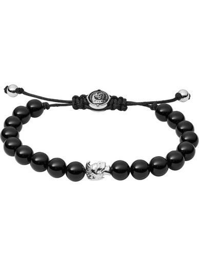 Diesel Beads Ανδρικό Βραχιόλι από Κορδόνι & Ατσάλι με Αχάτη DX1070040