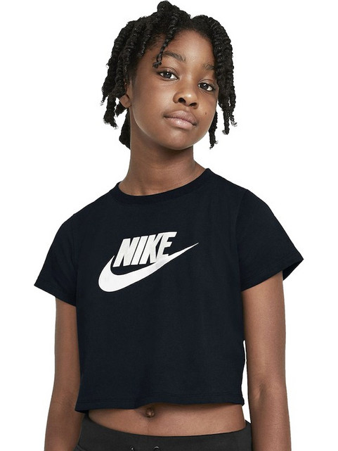 Nike Παιδικό Crop Top Κοντομάνικο Μαύρο DA6925-012