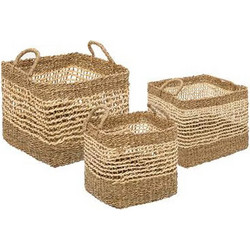 Σετ Ψάθινα Καλάθια Αποθήκευσης 38.5 x 34 x 29 cm 3 τμχ Atmosphera 168422