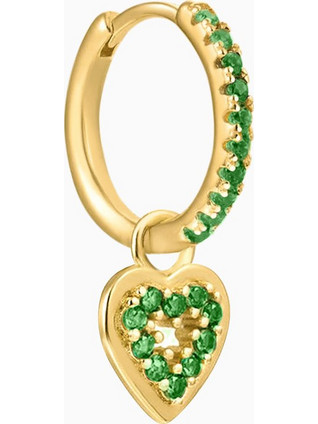 Γυναικείο ασημένιο σκουλαρίκι KALK CORA EMERALD Χρυσό