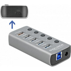 DeLOCK 63263 USB Hub 3.0 USB-A με 6 Θύρες USB-A / USB-C & Εξωτερική Παροχή Ρεύματος