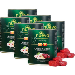 Nuevo Super Premium Junior Grain Free with Chicken, Beef & Rice 6x800gr