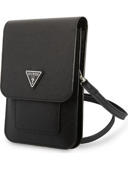 Guess PU Saffiano Triangle Logo Phone Bag Black