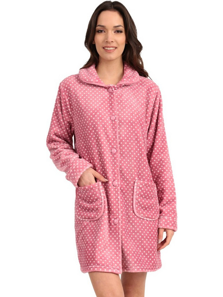 Lydia Creations Γυναικεία Ρόμπα Χειμωνιάτικη Fleece Κοραλί 22549