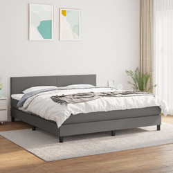 vidaXL Κρεβάτι Boxspring με Στρώμα Σκούρο Γκρι 180x200cm 3139914