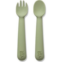 Interbaby Σετ Βρεφικό Πιρούνι & Κουτάλι Σιλικόνης 6m+ Olive 2τμχ